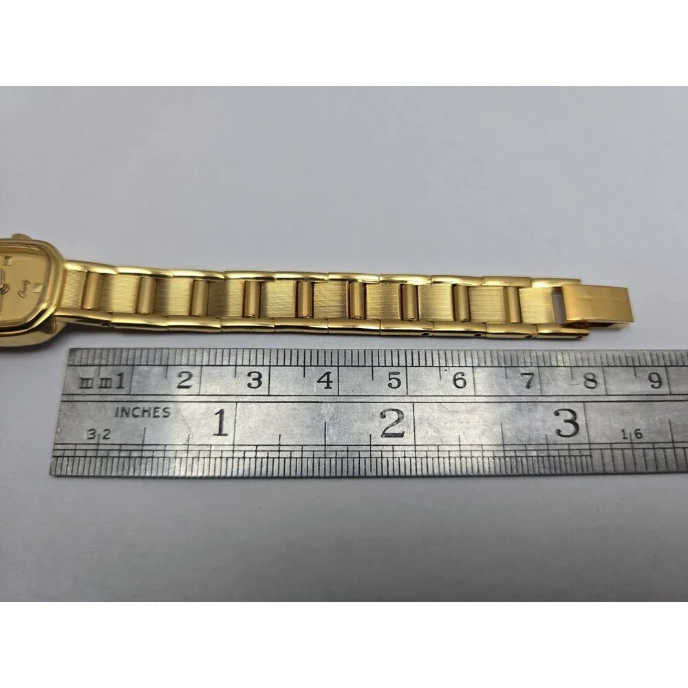 Vintage Wittnauer Womens Gold Tone Diamond Swiss Quartz Dress Watch New Battery